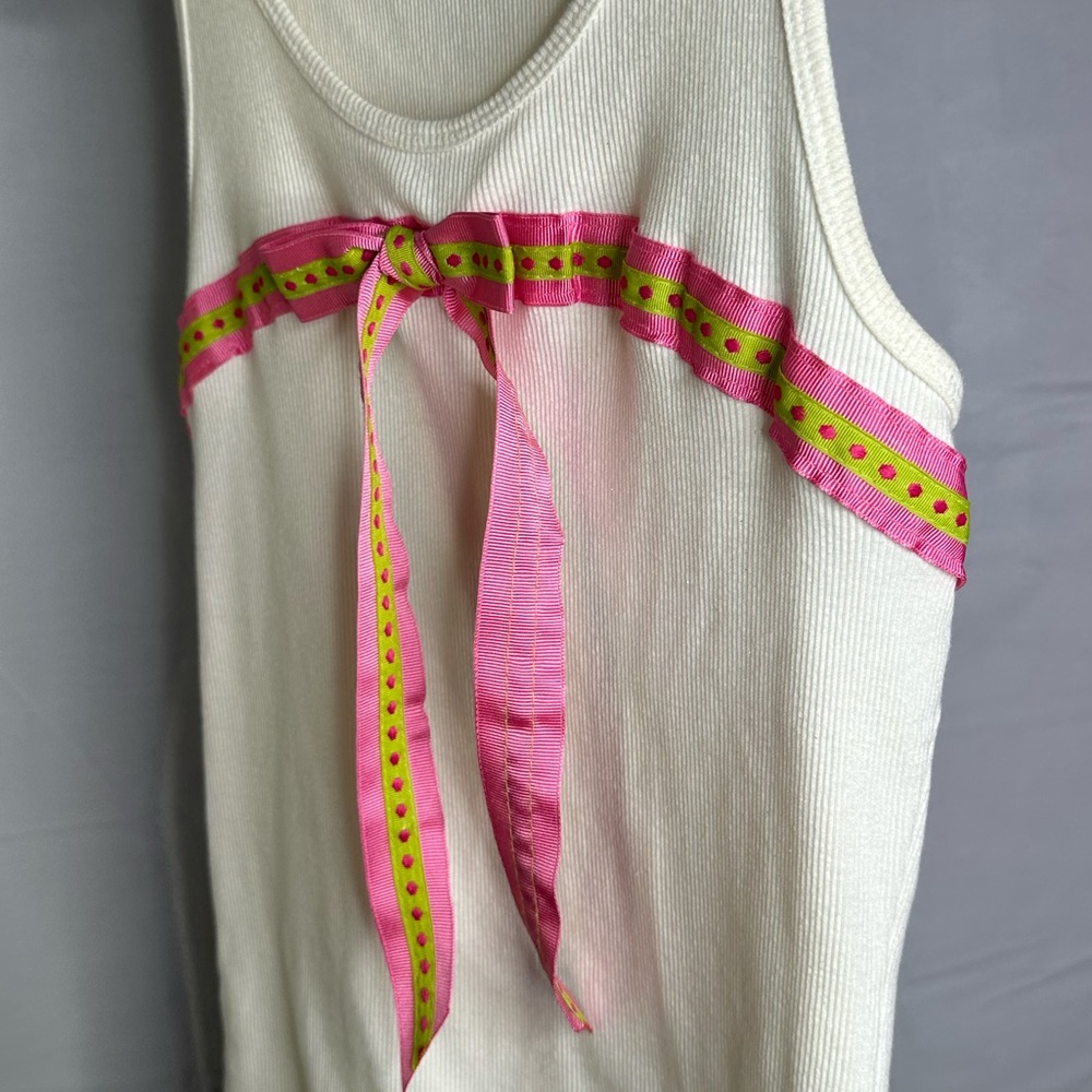 White Tank Top Pink Bow Aesthetic